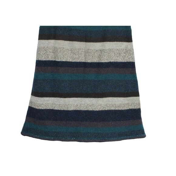 South American Side Striped 100% Wool Waist Tie A-Line Maxi Winter Skirt Size M - Picture 5 of 9